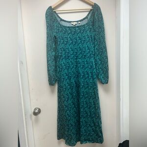 Boden Teal and Black Long Sleeve Dress